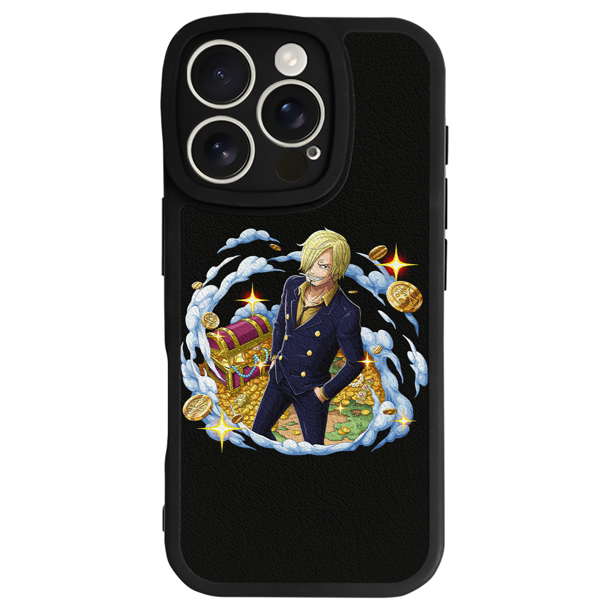 （画像用） ワンピース サンジ ONE PIECE Sanji 【iPhone 16シリーズ対応】シリコンスマホケース（レザー調） 材質：シリコン
